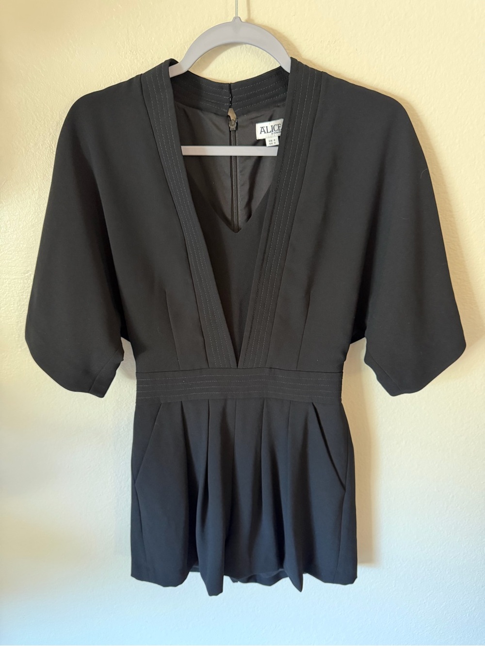 ALICE by Temperley Obi Black Romper playsuit with pleated details